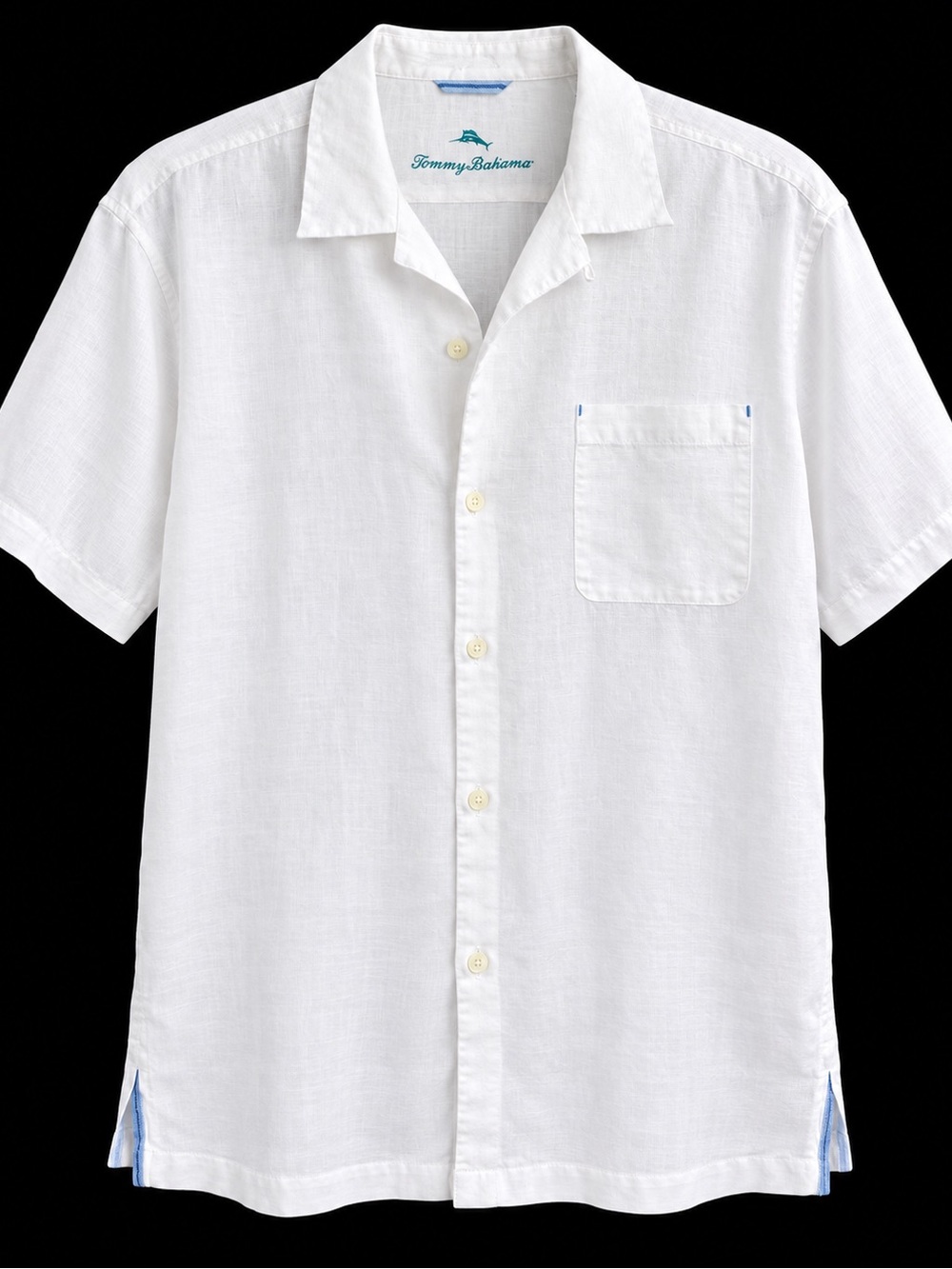 Tommy Bahama White Linen Short-Sleeve Camp Shirt